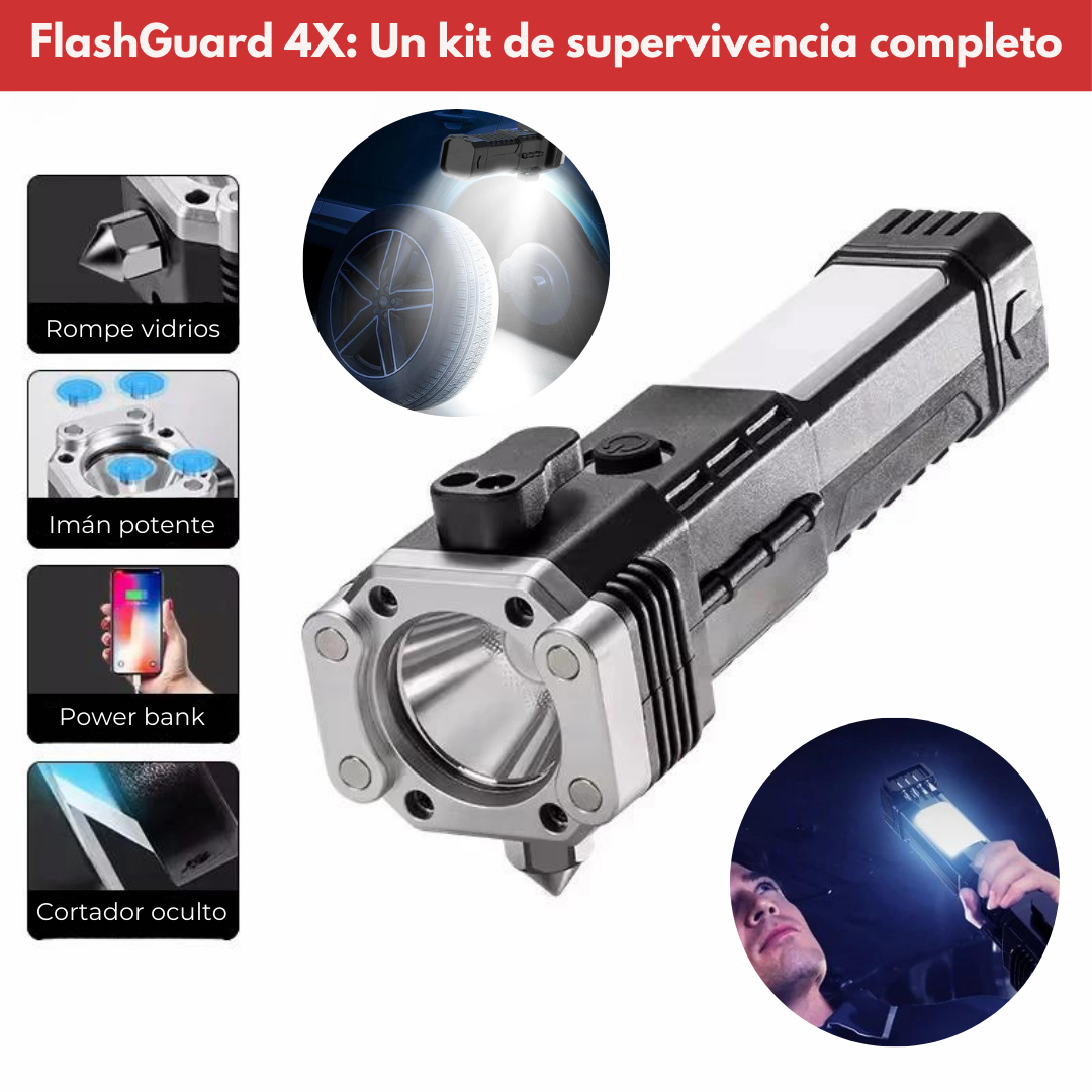 FlashGuard 4X™ | 🔦 Linterna táctica 4 en 1 🆘 | ¡Prepárate para lo inesperado!
